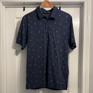 Travis Mathew Dark Blue Patterned Polo size large